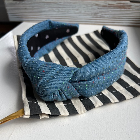Lele Sadoughi Top Knot Headband - Jean w. Neon dots - like new! (with dust bag!) - Picture 2 of 4